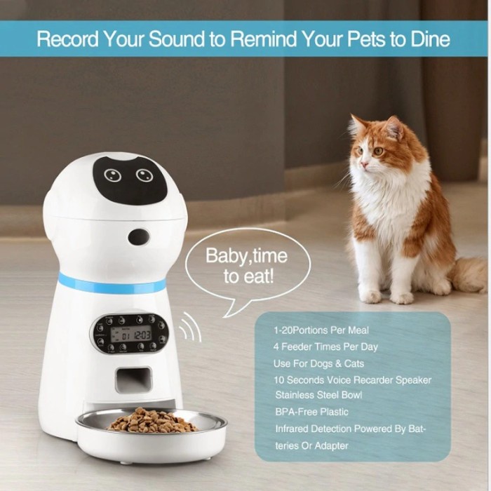 ZKYJ Tempat Makan Hewan Anjing Kucing Otomatis Pet Food Sensor + Voice