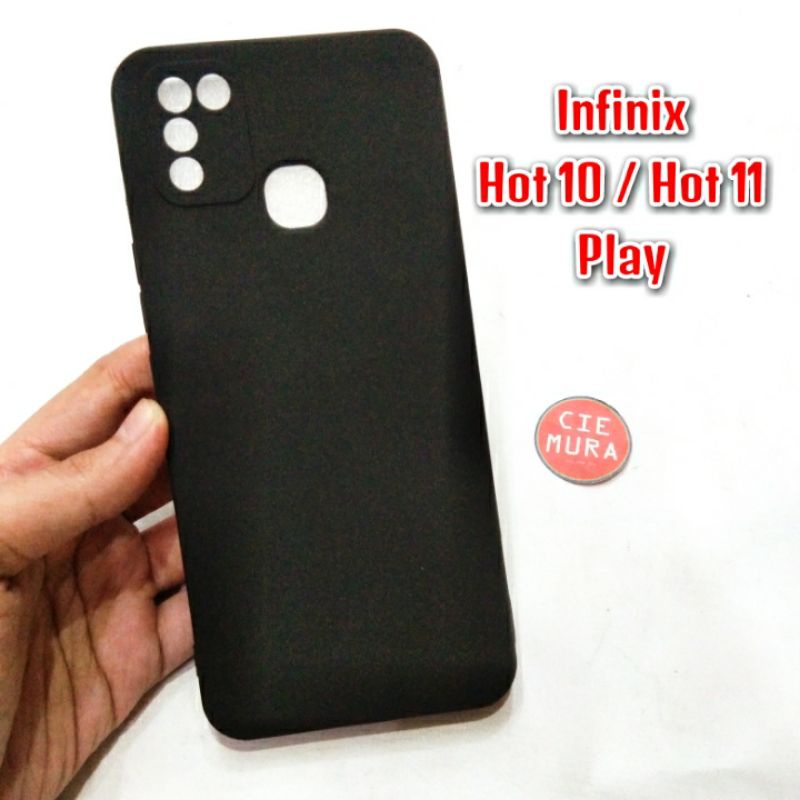 CIE Case Hitam Infinix Hot 10 Play / Hot 11 Play Black Matte Softcase Polos Lentur Slim Silikon HP