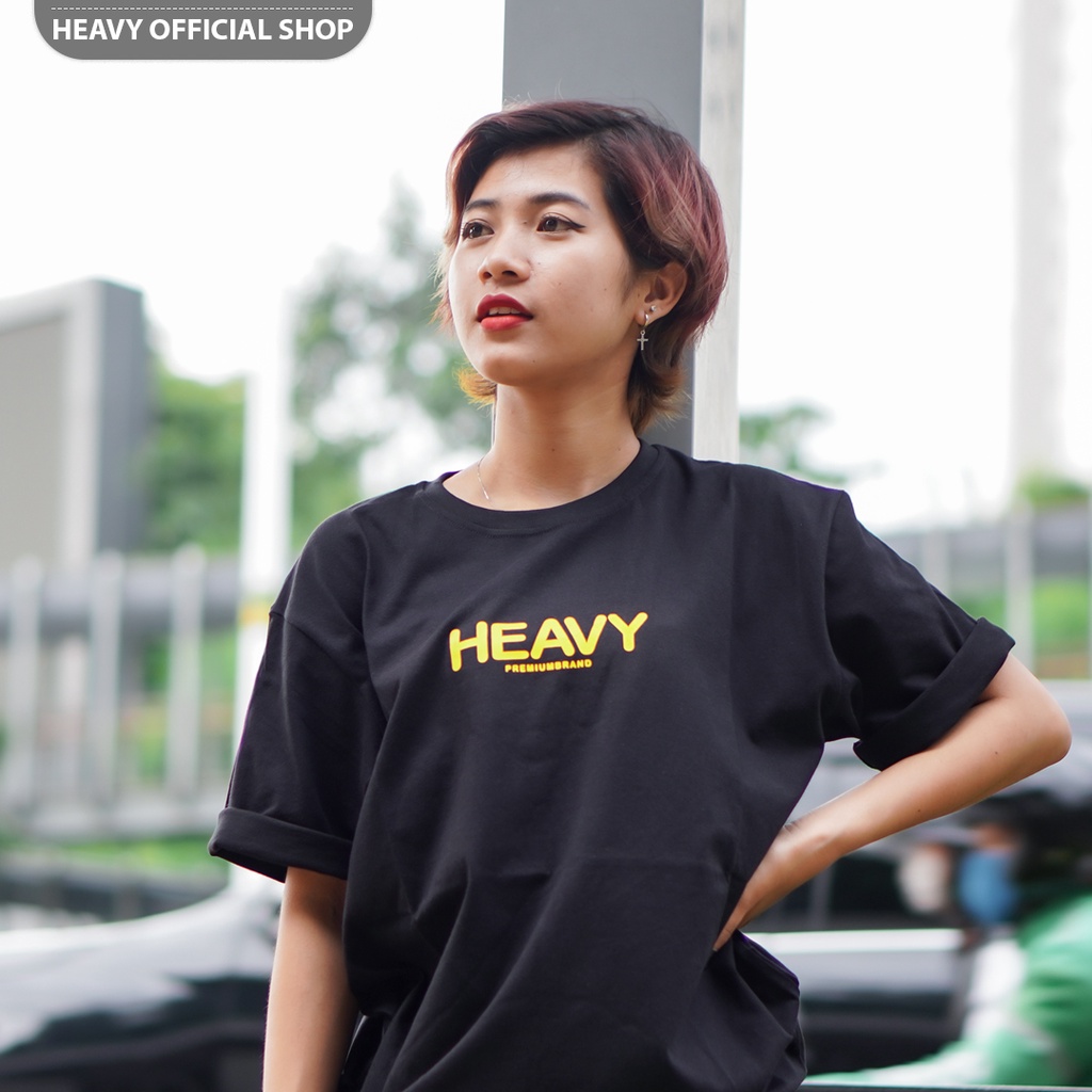 Black T-shirt Heavy Original Front HEAVY Baju Pria Distro | Pakaian Atasan