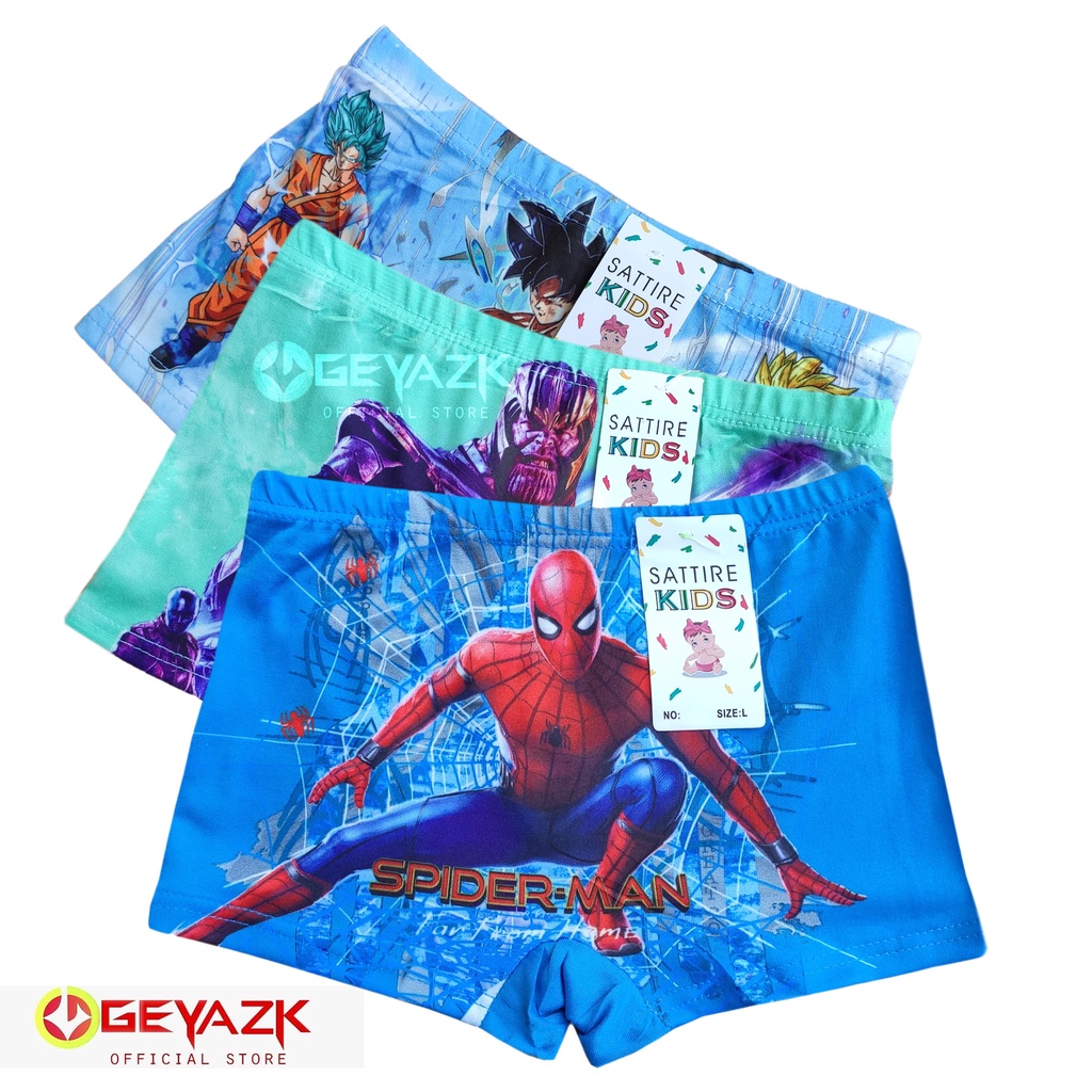 3 Pcs Boxer Anak Laki Celana Dalam Boxer Karackter Gambar Super Hero Terlaris