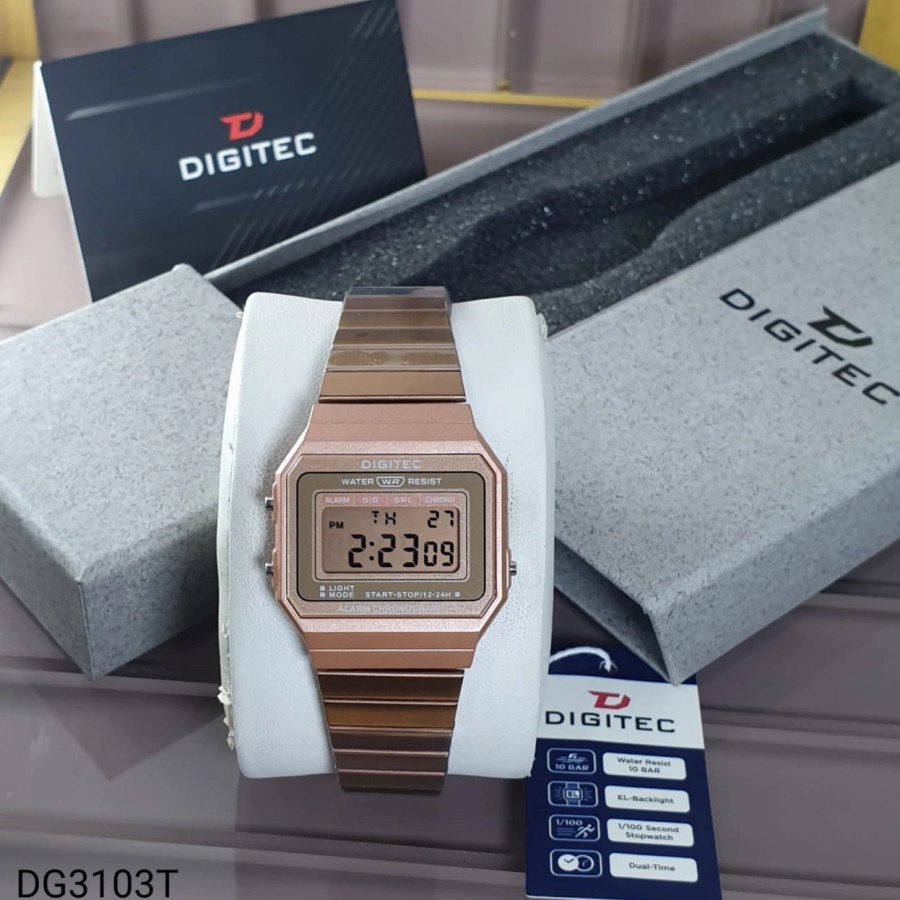 Jam Tangan Wanita Lorenzo 3103 Original Digital Rantai Stainless