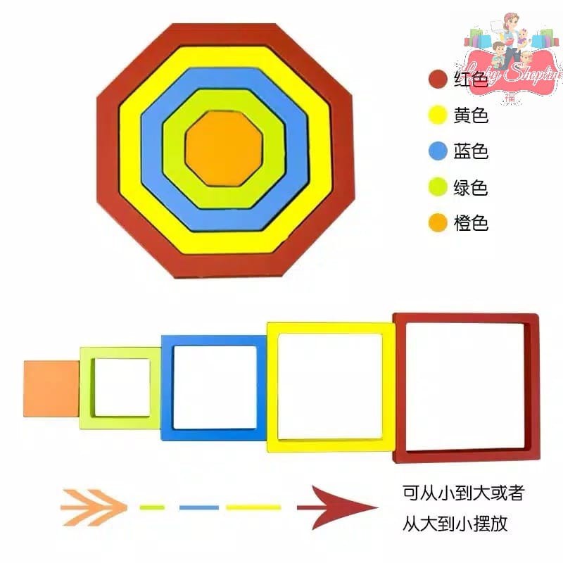 [BIG SALE] 3D wooden geometry puzzle - mainan edukasi anak