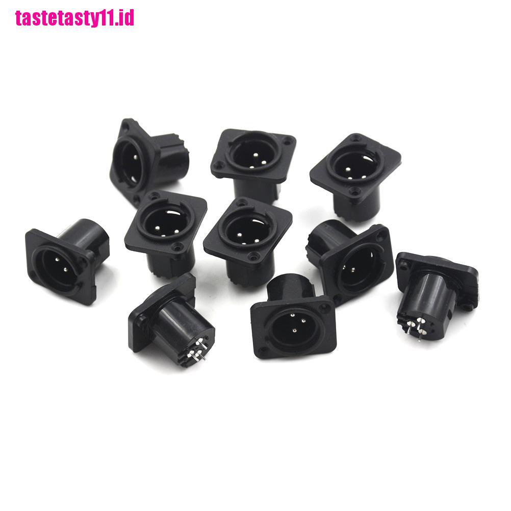 10 Pcs Soket Jack Panel Mount Male 3 Pin XLR