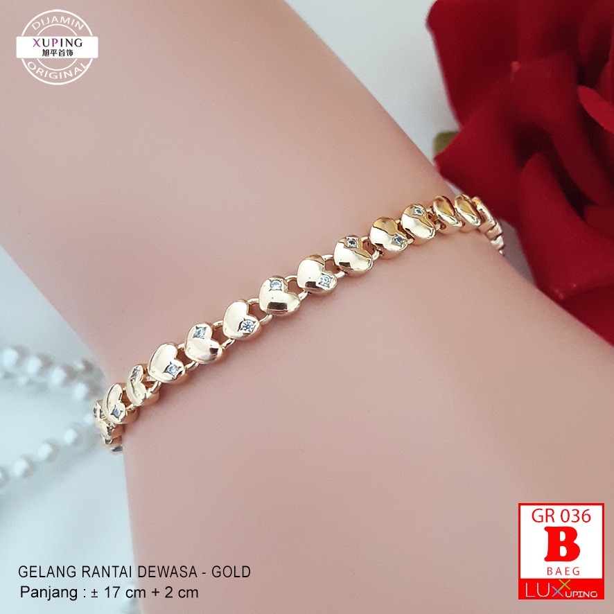 GR 036 Gelang Xuping Premium Gelang Tangan Dewasa Mata Zirkon Jernih Perhiasan Xuping Set Lapis Emas Imitasi Gelang Mas 18K Permata Jernih Xuping Set Murah  Gelang Xuping Asli Luxx Xuping