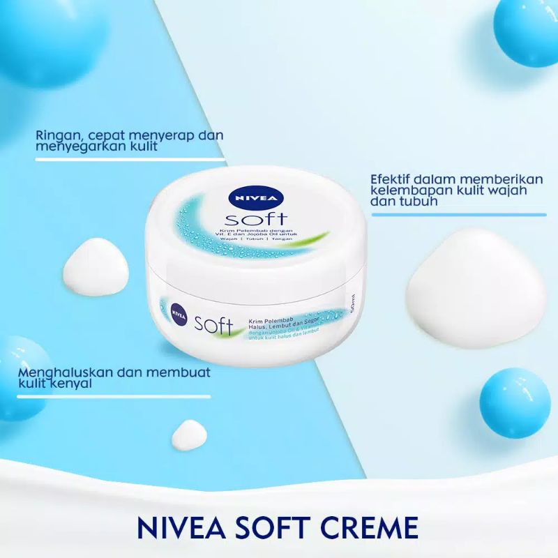 NIVEA Soft Jar Creme Krim Pelembab Wajah Tubuh Tangan