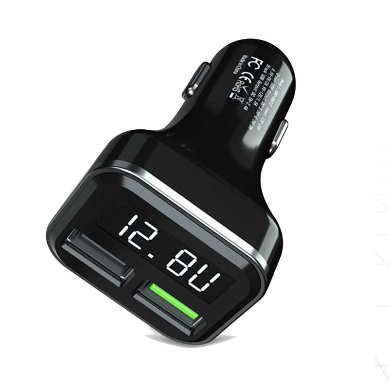 YPAY Car Charger Smartphone 2 Port 3.1A QC3.0 LCD Display - KMD-KN315-Hitam