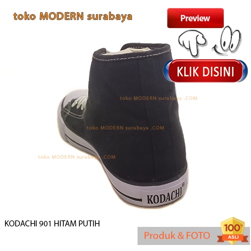 Sepatu pria sekolah casual boot tinggi tali KODACHI 901 HITAM PUTIH