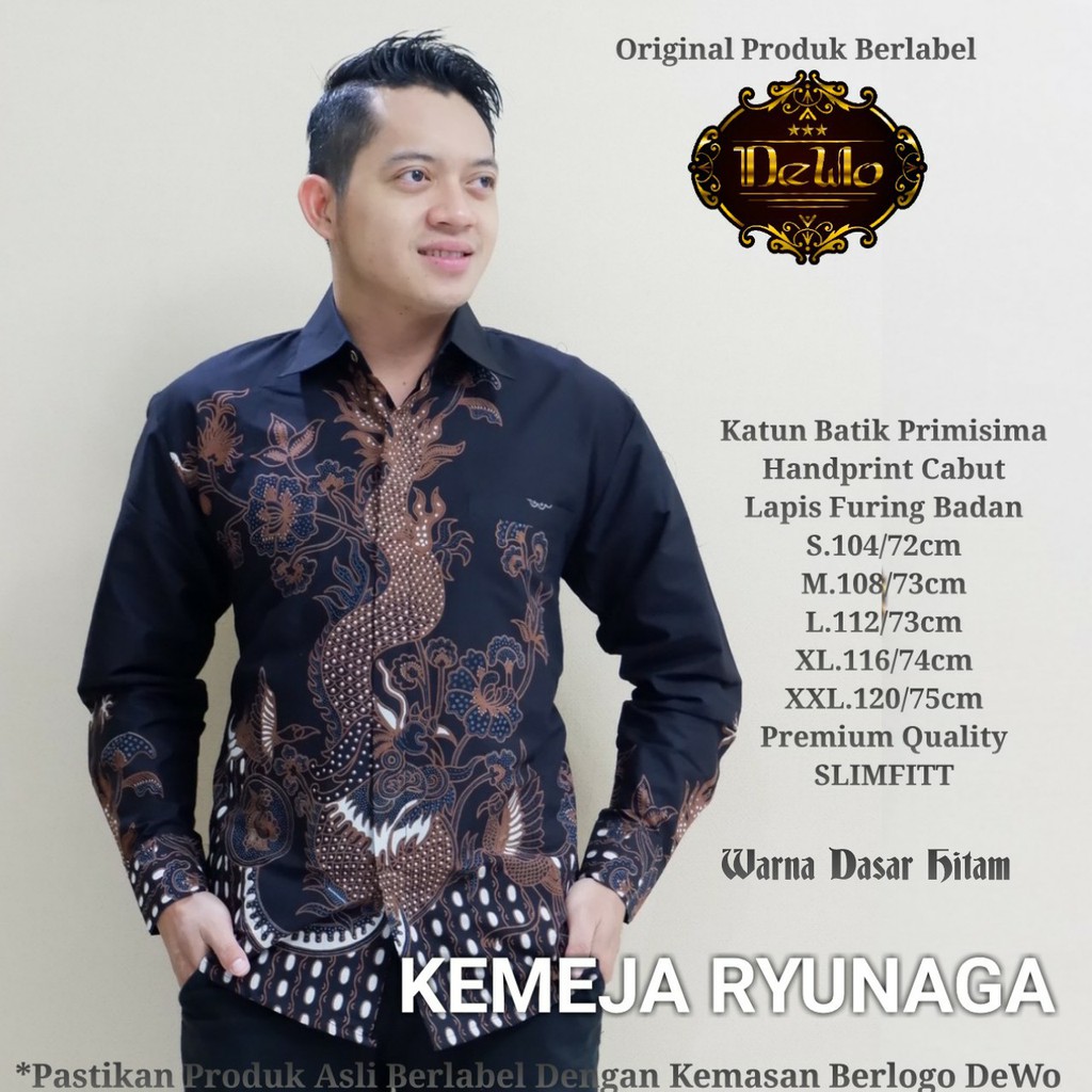 RYUNAGA DEWO DEWO BATIKSOLOAMANAH KEMEJA BAJU BATIK PRIA SOLO LENGAN PANJANG PENDEK LAPIS FURING ATASAN BATIK PREMIUM MODERN KATUN HALUS RAGNALA GARUDHAYASA YUDHISTIRA PUTIH WAHYU NAGASENA NALENDRA WISANGGENI IJO BRAHMA MODHANG HITAM PRANG KEMBANG CITRA