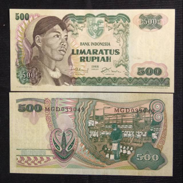 Uang Kertas Kuno Indonesia 500 Jendral Sudirman Tahun 1968 Gres Mulus Unc