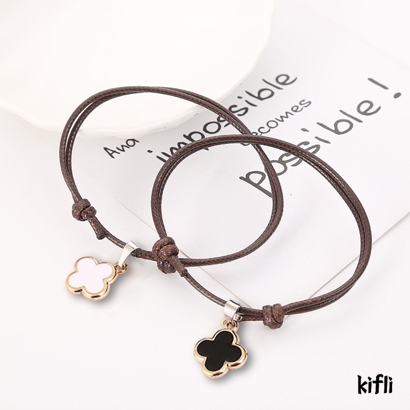 2 Pcs/1 Set,Perhiasan Indah Sederhana,Gelang Fashion,Semanggi Warna Polos,Gelang Wanita