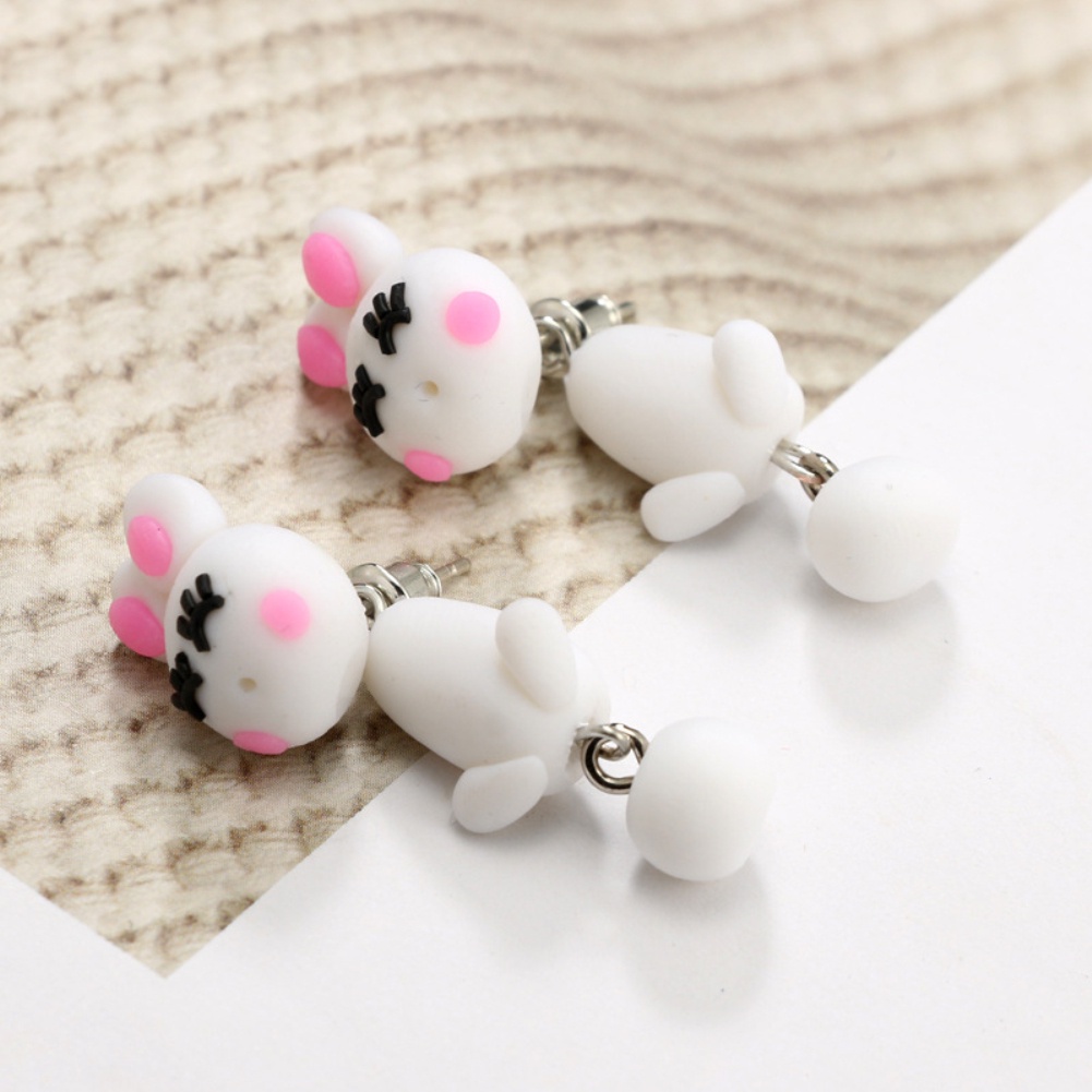 Hu Hu Hu Hu Hu Alat Bantu Pasang Kacamata♡ Anting Tusuk Gantung Bahan Polymer Clay Desain Dombakelinci Kartun Untuk Wanita