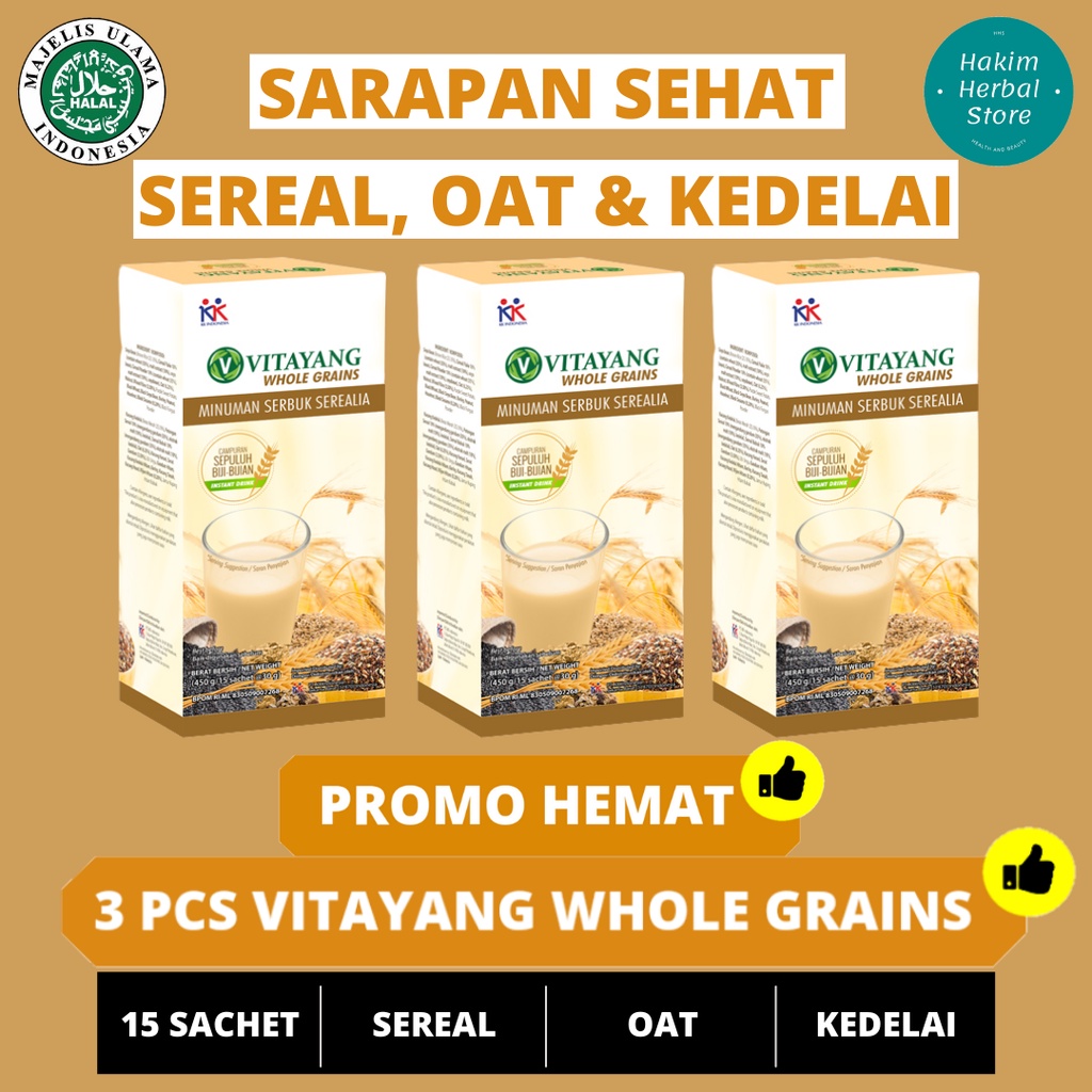 

Vitayang Whole Grains Sarapan Sehat Susu Sereal & Oatmeal 3 Pcs