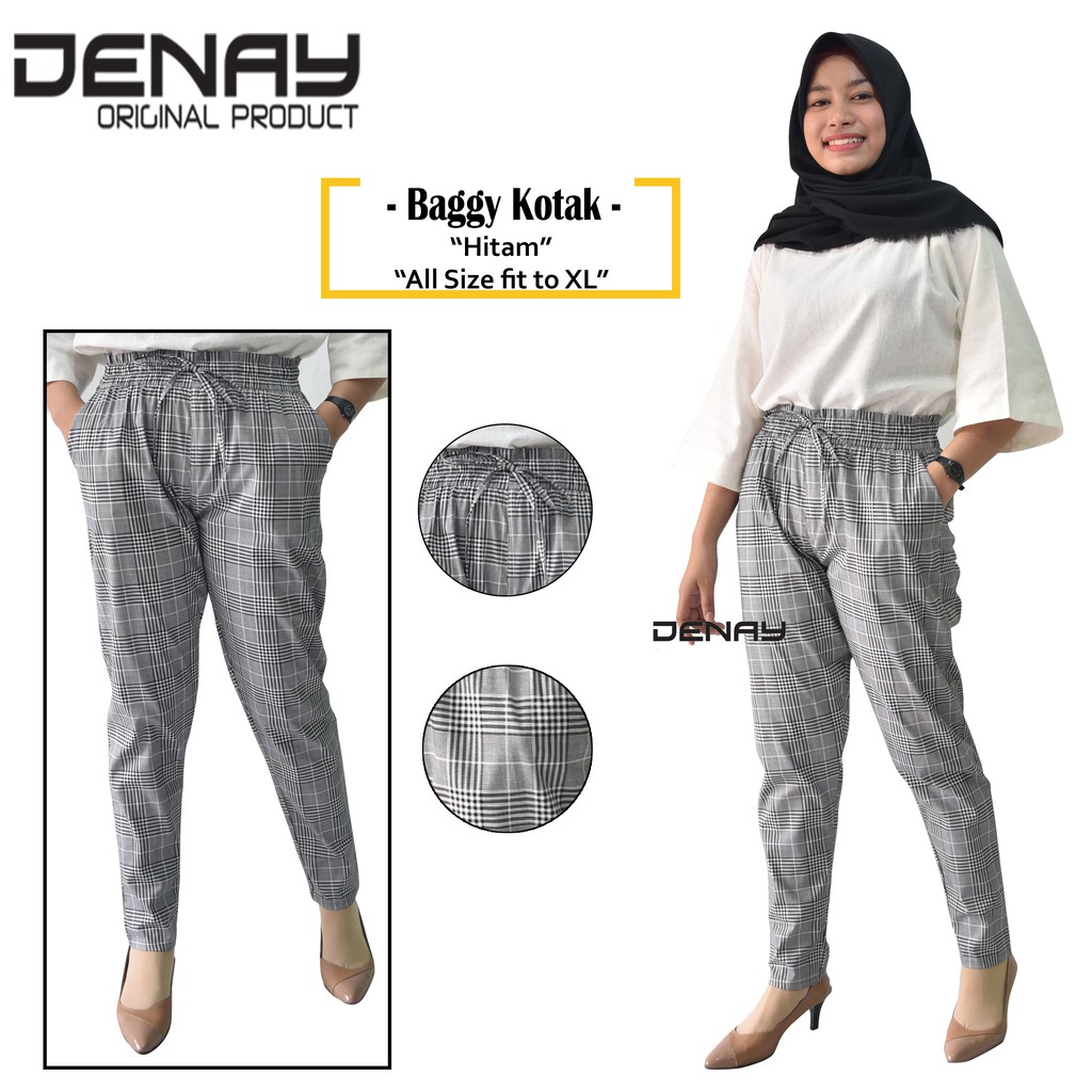 Celana Panjang Wanita BAGGY KOTAK Basic Premium Pants Mode Celana Panjang Wanita BAGGY KOTAK Basic Premium Pants Mode