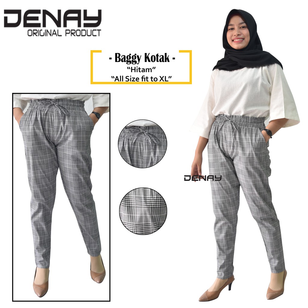  Celana  Panjang Wanita BAGGY  KOTAK  Basic Premium Pants  Mode 