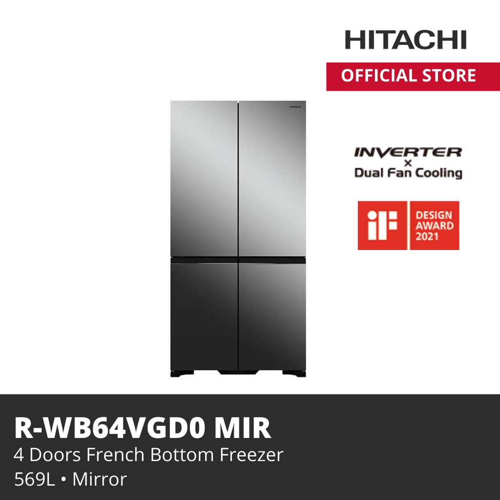 HITACHI KULKAS  R-WB64VGD0X MIRROR 569 LITER FRENCH DOOR