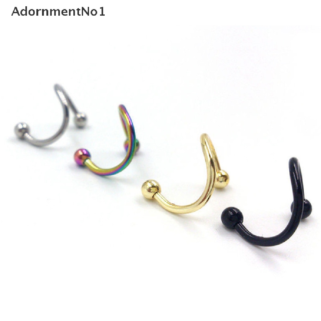 (AdornmentNo1) Cincin Tindik Telinga / Hidung / Bibir / Tubuh Bentuk Spiral Bahan Stainless Steel Gaya Punk