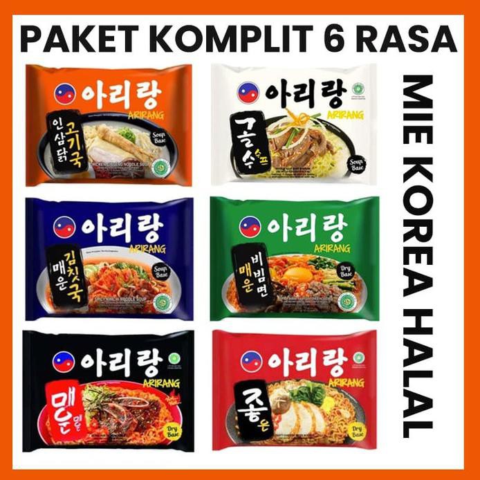 ARIRANG MIE KOREA HALAL PAKET KOMPLIT 6 RASA RAMYUN KOREA MIE INSTAN