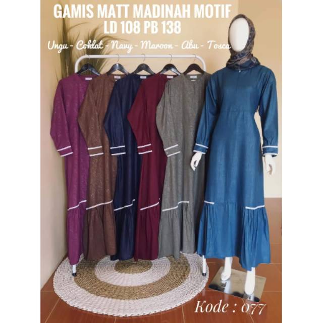 Gamis Ribyka Matt Cotton Madinah Motif Mix Renda