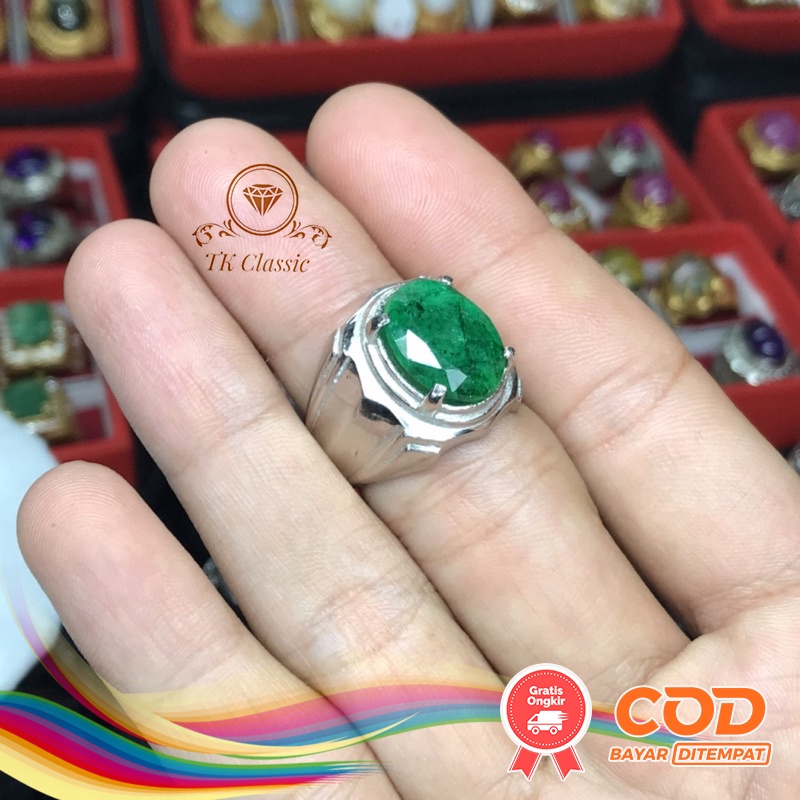 Natural Batu Cincin Permata Zamrud Columbia Original