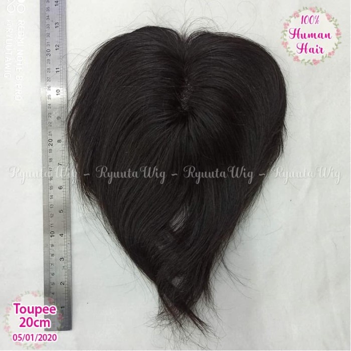 Toupee 20Cm / Wig Penutup Tutup Botak Pria Cowo Wanita Human Hair