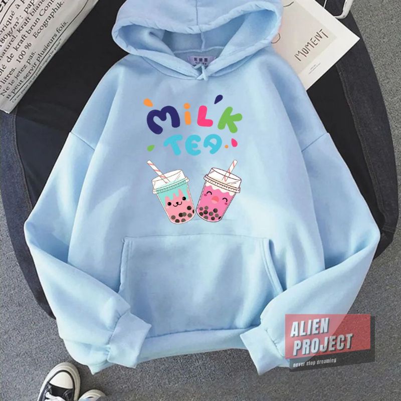 Alien Project Hoodie milk tea Hoodie cewek hoodie wanita hoodie perempuan