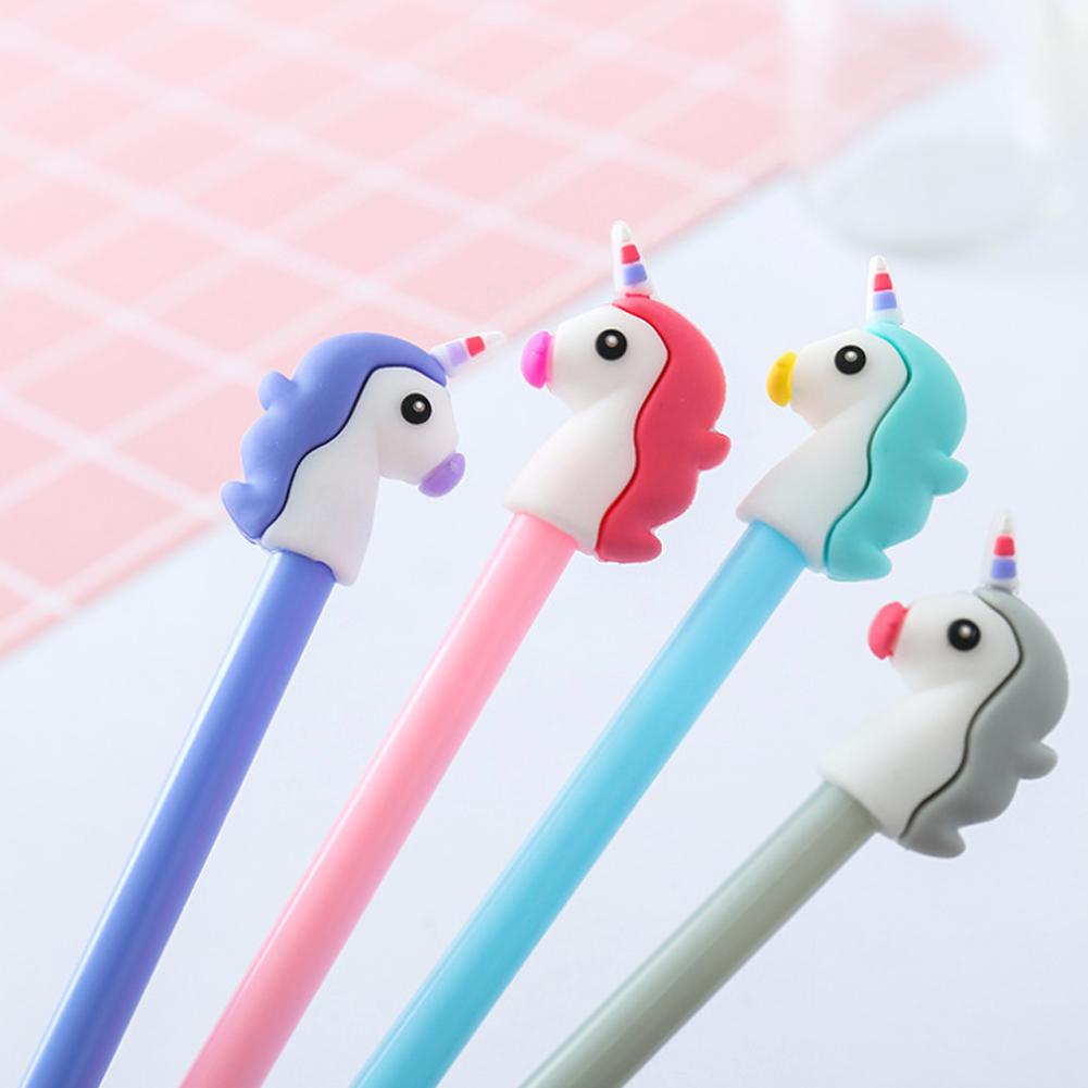 【TK】4 Patterns Cartoon Unicorn Gel Pen Kawaii Stationery 0.5 MM Cute Pen Black Ink School Office Supply