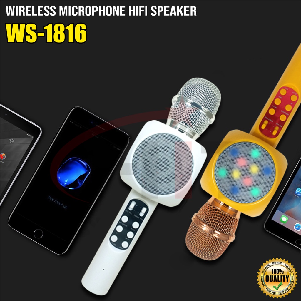 MICROPHONE KARAOKE 1816 MIC SPEAKER WIRELESS BLUETOOH WSTER WS-1816