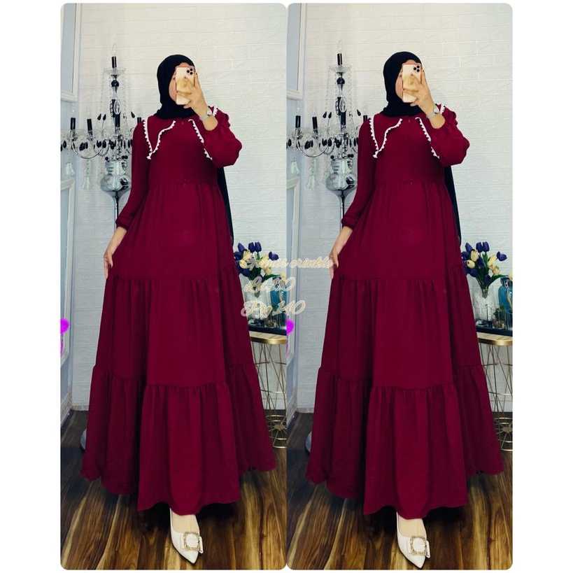 Gamis crincle Kerah korea