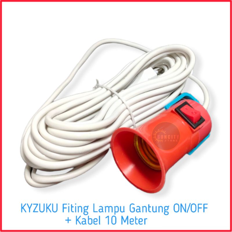 Kyzuku Fiting Lampu Gantung Saklar ON/OFF + Kabel 10 Meter &amp; 3 Meter