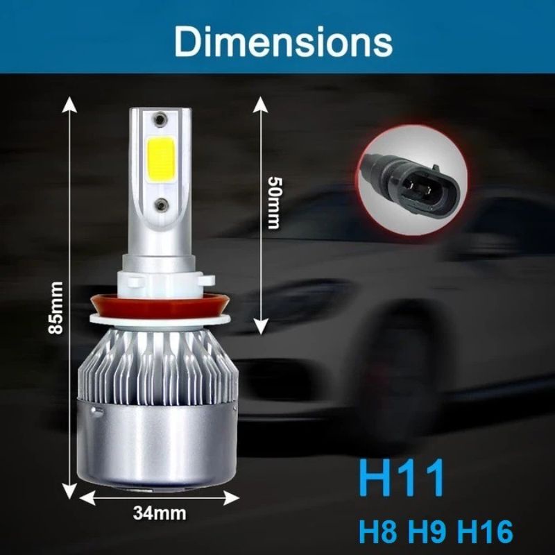 Lampu LED Mobil Headlight 2 PCS Lampu Utama C6 H4 H11 H8 H9 H7 9005