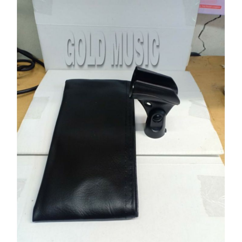 Dompet Mic / Sarung Mic +Holder Stand Mic  - Penjepit Mic Buat Stand Mic