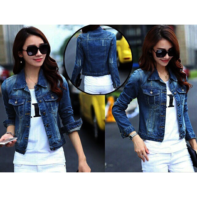 Jaket Wanita Jaket Denim Wanita Model CROP Felic - Biru(C2G7) Jaket Wanita Kekinian Jaket Wanita Cro