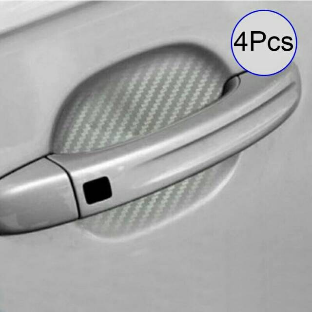 4Pcs 1 Set Grey Carbon Abu Sticker Stiker Handle Pintu Mobil Gagang Pegangan Pengaman Anti Gores