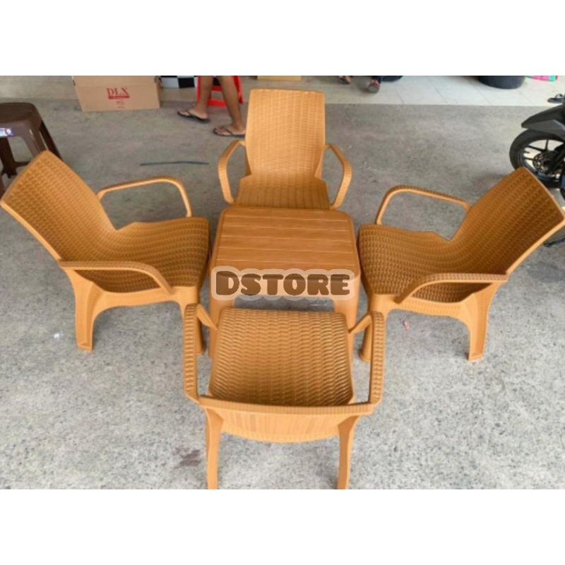 1 Set Meja Makan Rotan NAPOLLY + 4 Kursi Rotan NAPOLLY / Kursi Rotan / Meja Rotan