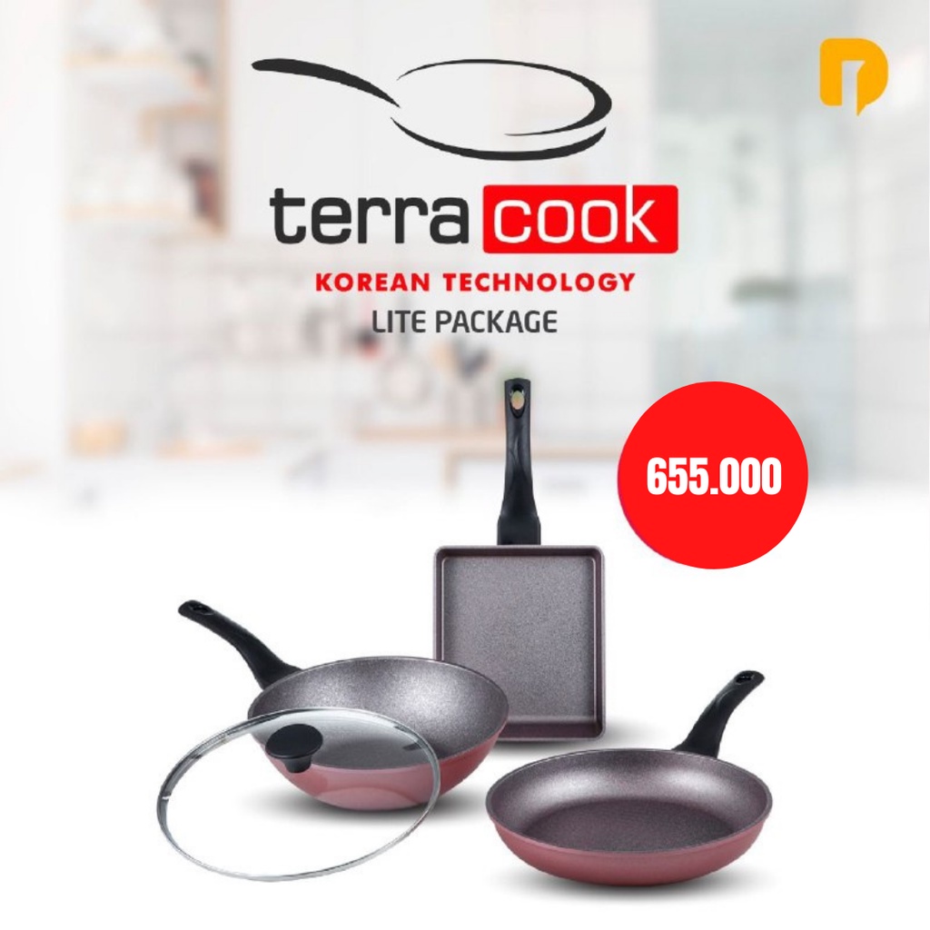 Terra Cook  Lite Package Cookware Alat Masak Ecoramic dengan 3 lapisan Titanium Stone Panci Wok Fry 