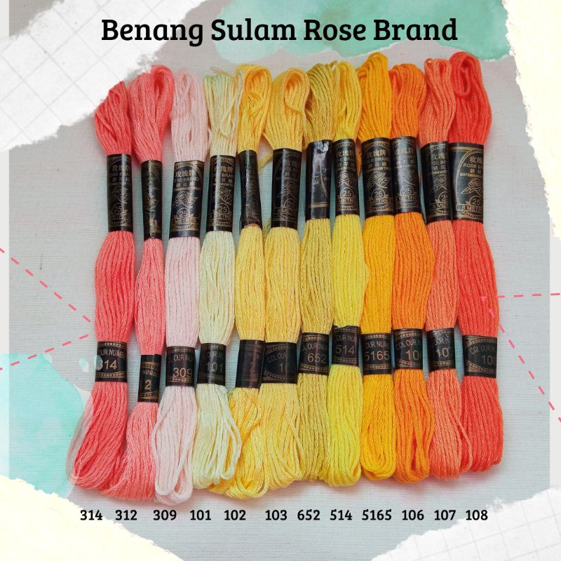 Benang Sulam Rose Brand - Kuning / Salem / Orange