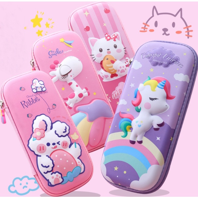 

Tempat Pensil Kotak pensil 3D Timbul Hardcase Pencil Case Box Hardtop Motif Cewek Cowok Murah