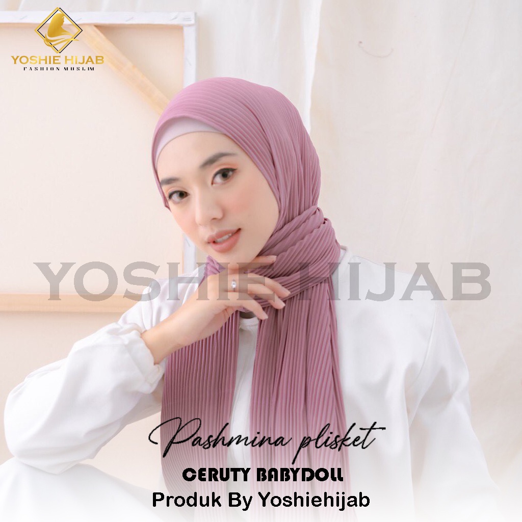 Jilbab Pashmina Plisket Ceruty Babydoll Full Lidi Premium