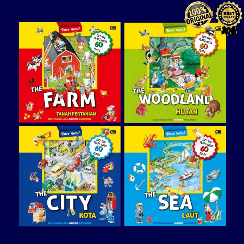 buku anak Tony wolf : The farm , the Woodland, the city ,the sea