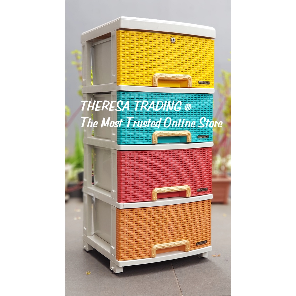 Diskont Lemari Plastik Napolly Contan 400 Colorful Benetton Anti Rayap Dilengkapi Kunci Laci & 4