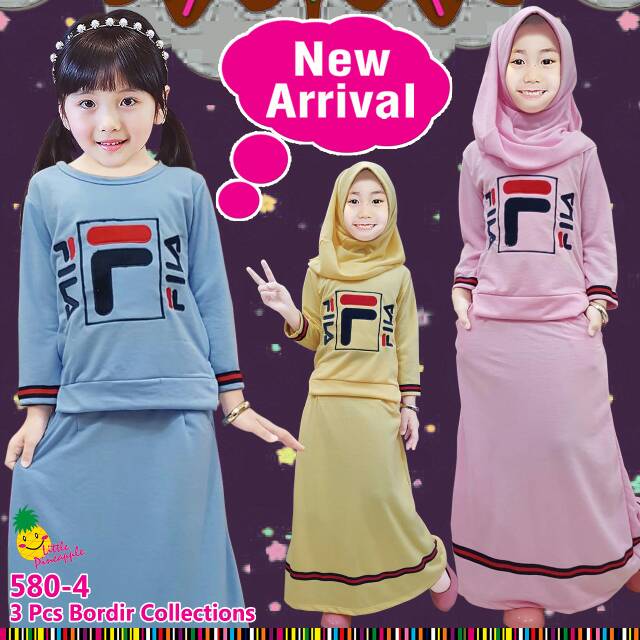 [GROSIR] Little Pineapple 580-4 || Setelan Rok Hijab Anak
