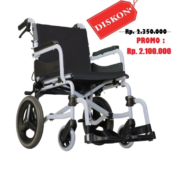 Kursi Roda Traveling SOMA Aluminium 250 14" ( Wheelchair Roda Kecil ) - Hitam