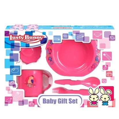 ❣️Rakkistore99❣️ Lusty Bunny LB 1412 Baby Feeding Gift Set Alat Makan Bayi isi 5
