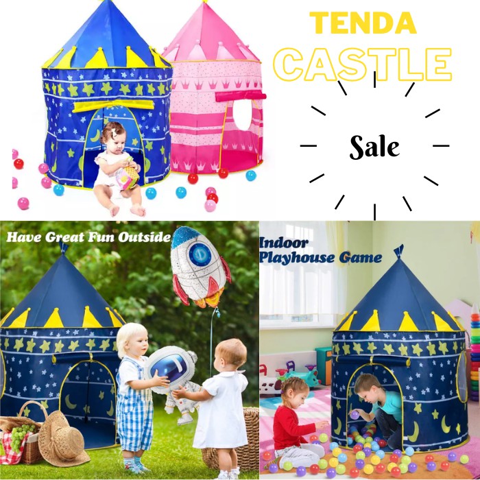 Tenda Mainan Anak Princess Castle Kastil Karakter - Tenda Dome Camping Castel Rumah Rumahan Karakter