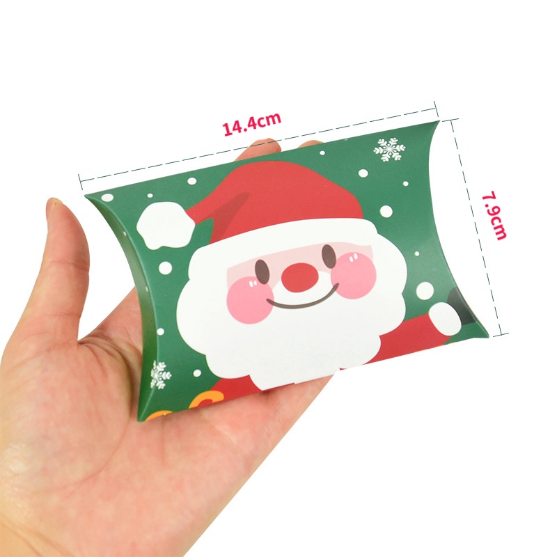 10pcs Kotak Permen / Cokelat / Cookies Motif Kartun Santa Claus / Rusa / Snowman Bahan Kertas Kraft