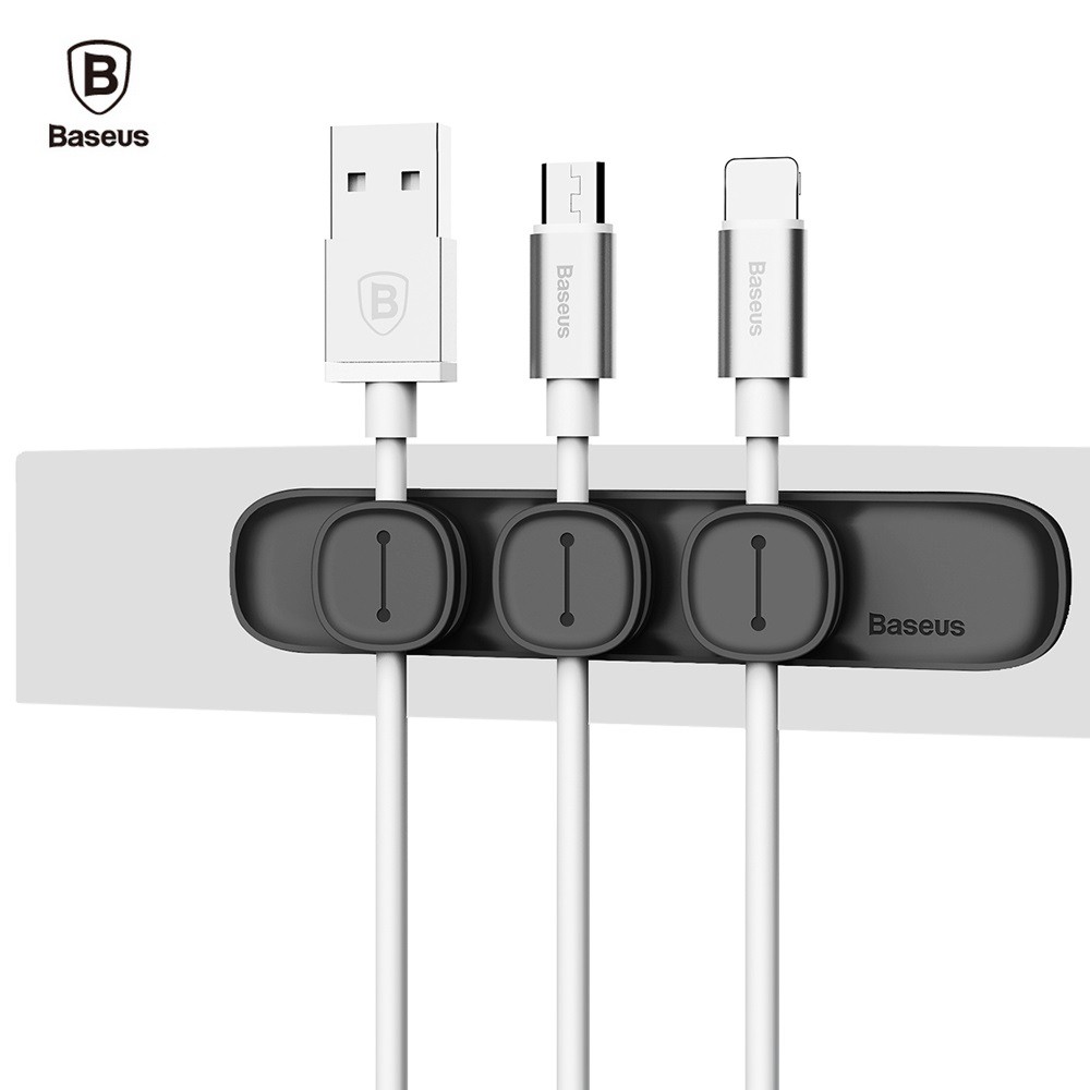 BASEUS ORIGINAL Peas Cable Clip Magnetic Penjepit Kabel Klip Jepitan Magnet Organizer Managerment