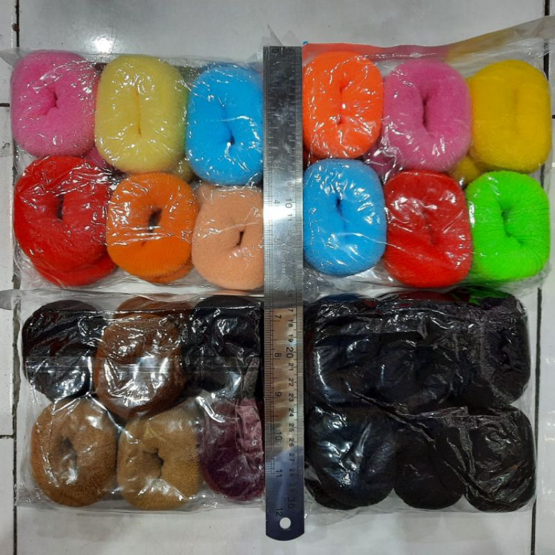 Ikat Rambut Donat Jumbo Per Lusin 12pcs Grosir