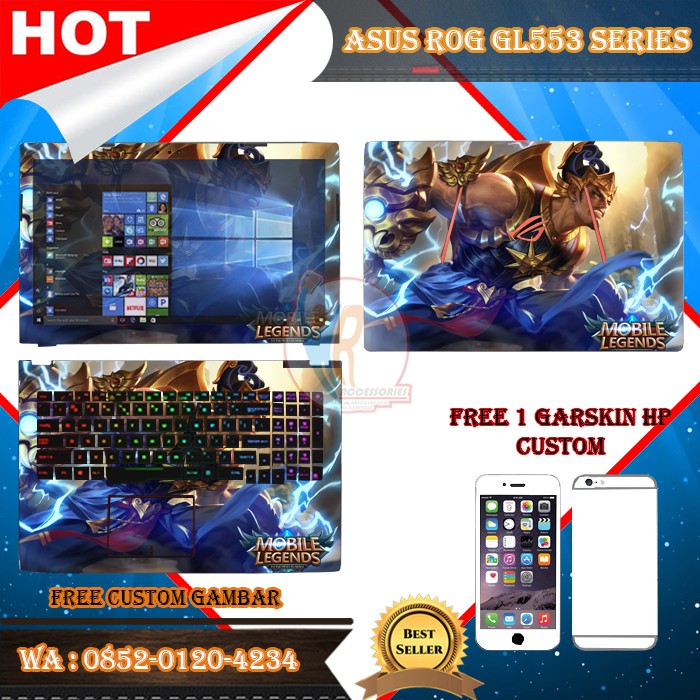 Original Garskin Laptop Full Body Asus ROG GL553 Series Motif Mobile Legen - Free Custom Gambar