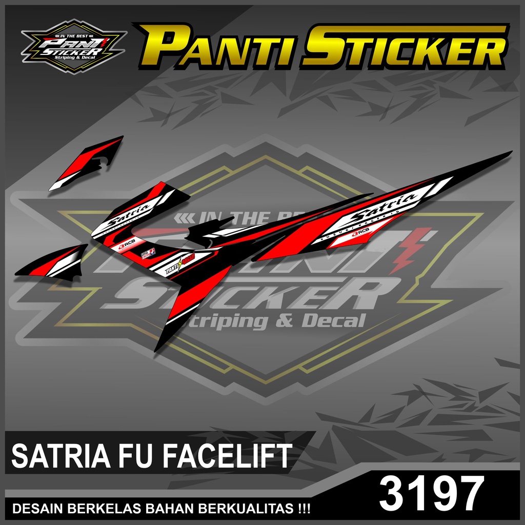 3197 Sticker Striping Variasi Satria F / Fu 150 Facelift 2013-2015  Desain Racing Semifull