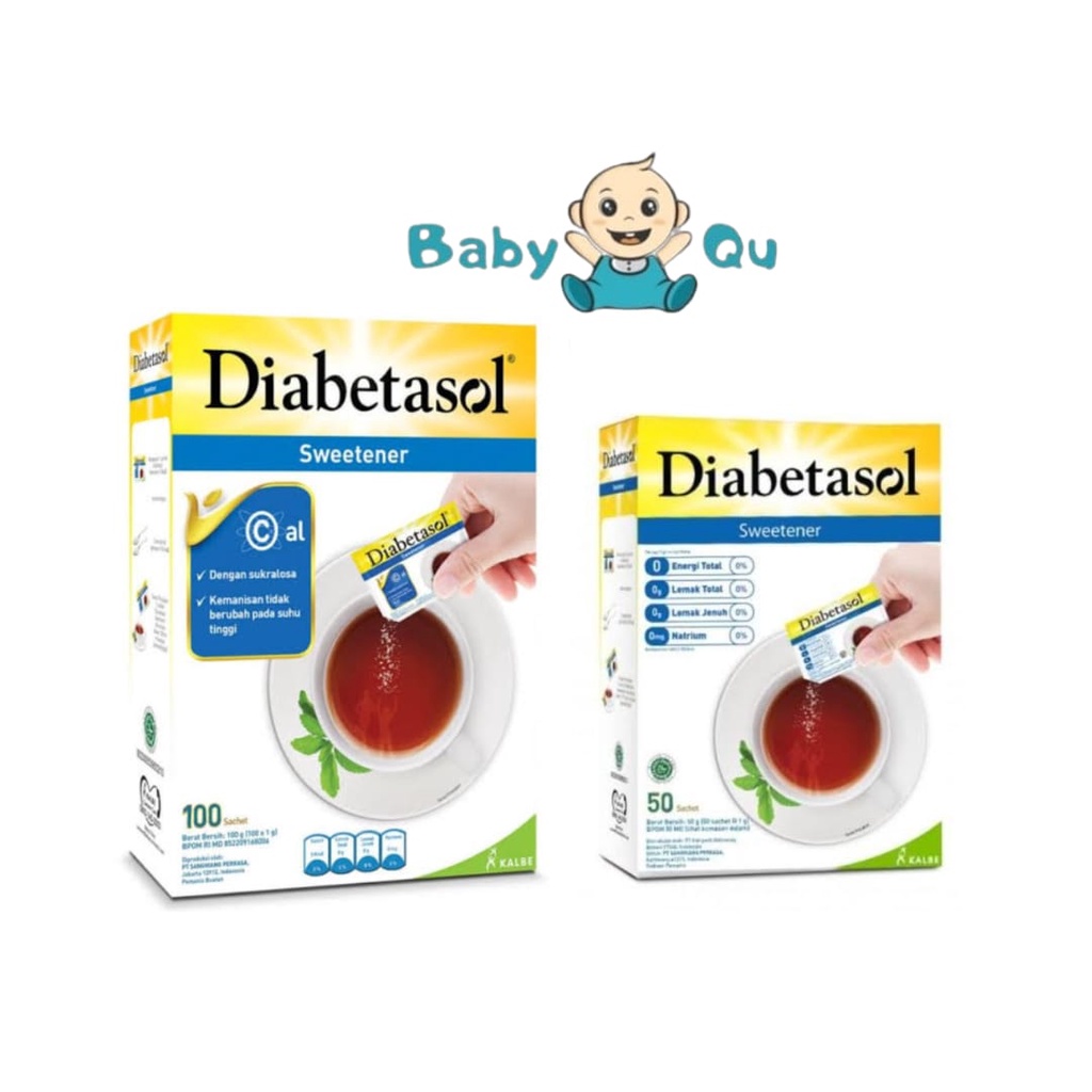 

Diabetasol Gula Sweetener Isi 50 dan 100 Sachet / Azzamode
